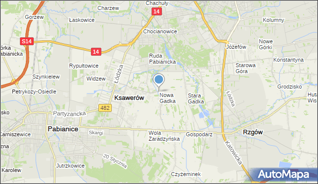 mapa Nowa Gadka, Nowa Gadka gmina Ksawerów na mapie Targeo